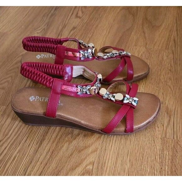Patrizia By String Step Alario Jeweled Sandals Red 38 US 7.5 New - Picture 1 of 10